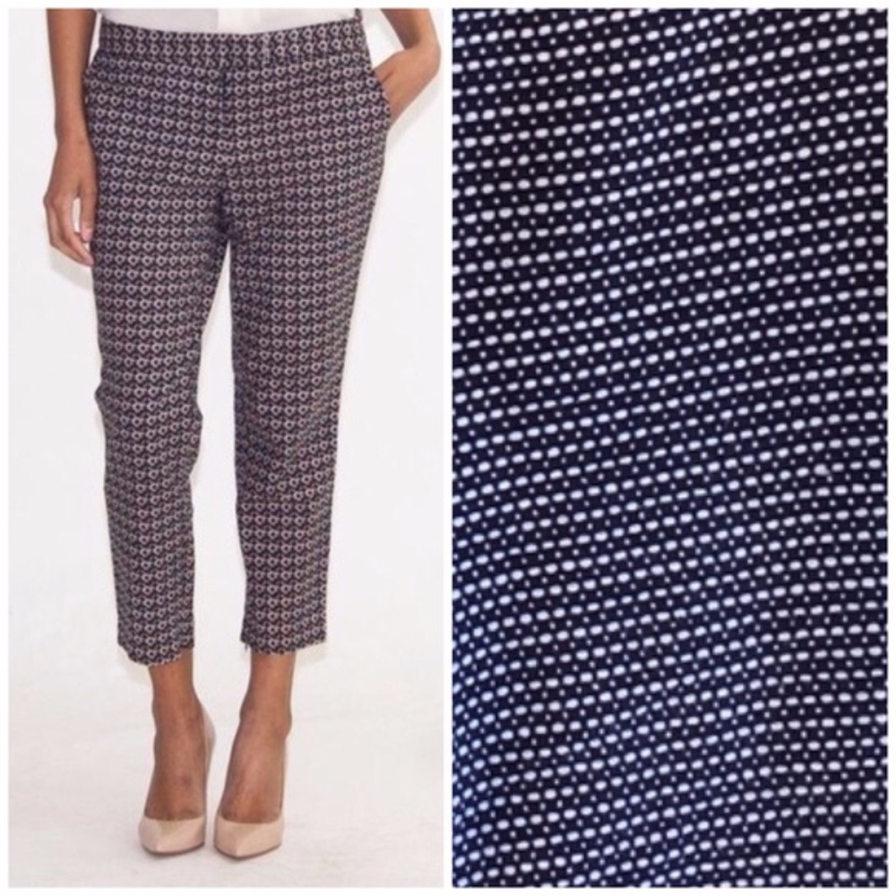 Cynthia Rowley tweed textured navy white capri